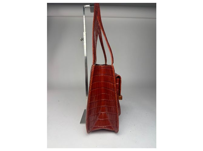 Bolso de cuero patentado con estampado de cocodrilo vintage Givenchy marrón Roja - vista 7