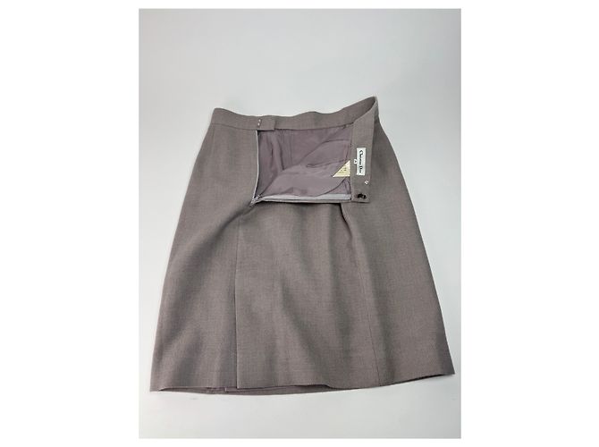 Saia de Lã Vintage Dior Ecru LL Cinza - vista 10