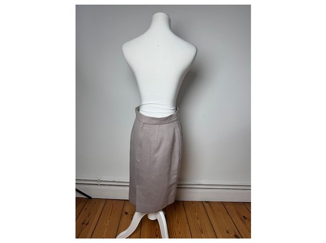 Saia de Lã Vintage Dior Ecru LL Cinza - vista 2