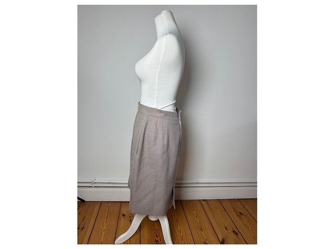 Saia de Lã Vintage Dior Ecru LL Cinza - vista 3