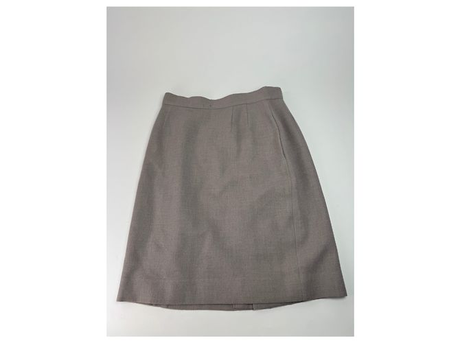 Saia de Lã Vintage Dior Ecru LL Cinza - vista 4