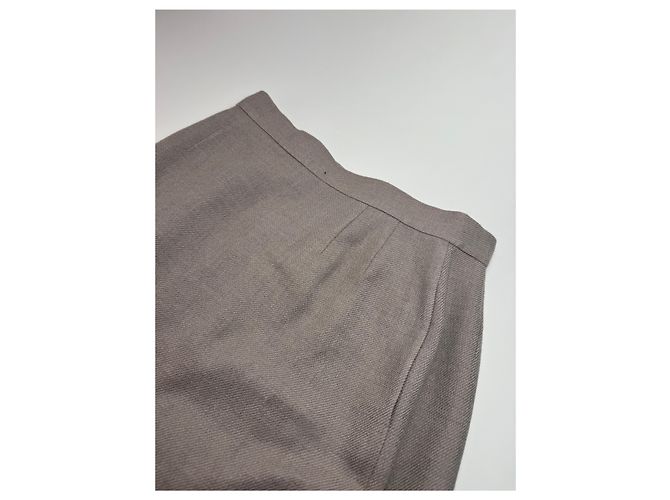 Saia de Lã Vintage Dior Ecru LL Cinza - vista 5