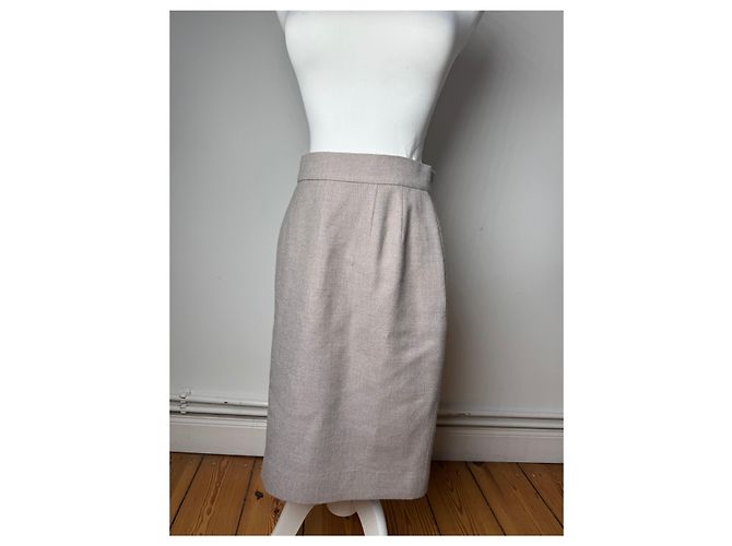 Saia de Lã Vintage Dior Ecru LL Cinza - vista 7