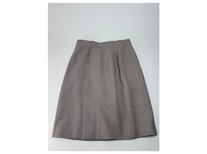 Saia de Lã Vintage Dior Ecru LL Cinza - vista 9