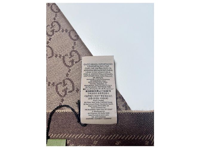 Sciarpa Gucci reversibile in jacquard di lana biologica con frange marroni - vista 6