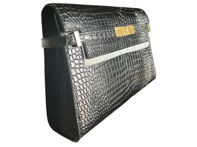 Yves Saint Laurent Saint Laurent YSL modello Manhattan Pelle Nera Stampa Cocco Nero - vista 3
