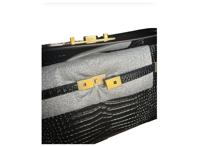 Yves Saint Laurent Saint Laurent YSL modello Manhattan Pelle Nera Stampa Cocco Nero - vista 5