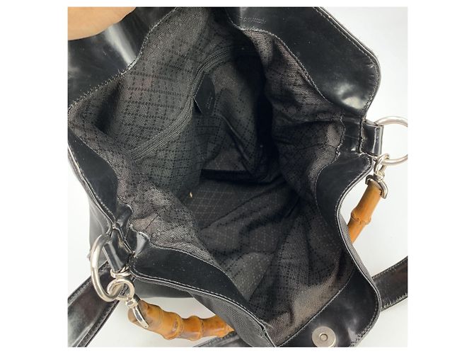 Bamboo Hobo in tessuto vintage Gucci con bambù Nero - vista 4