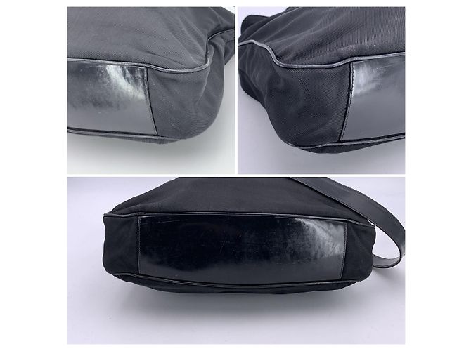 Bamboo Hobo in tessuto vintage Gucci con bambù Nero - vista 6