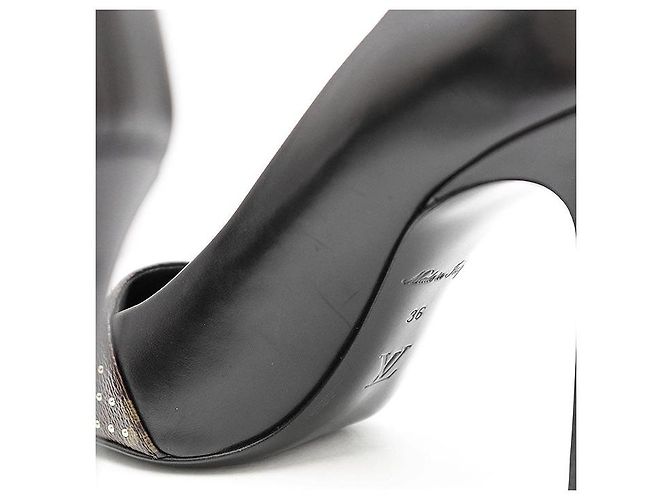 Pompes en cuir Monogram Louis Vuitton Marron Noir - vue 13