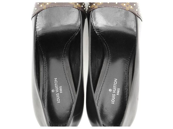 Pompes en cuir Monogram Louis Vuitton Marron Noir - vue 14