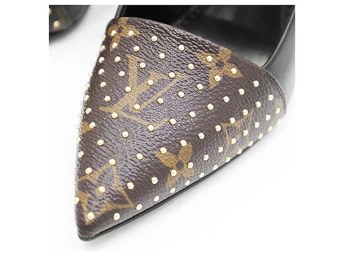Pompes en cuir Monogram Louis Vuitton Marron Noir - vue 2