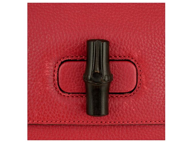 Bamboo Borsa quotidiana Gucci in pelle rossa e bambù Rosso - vista 7