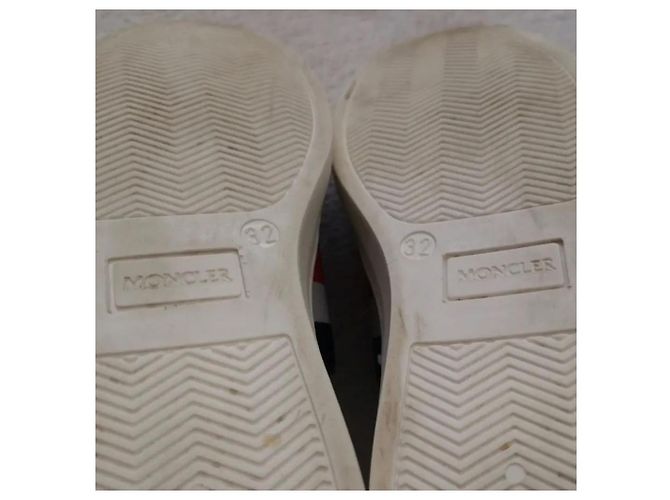 Baskets Moncler enfant en cuir blanc taille 32 - vue 10