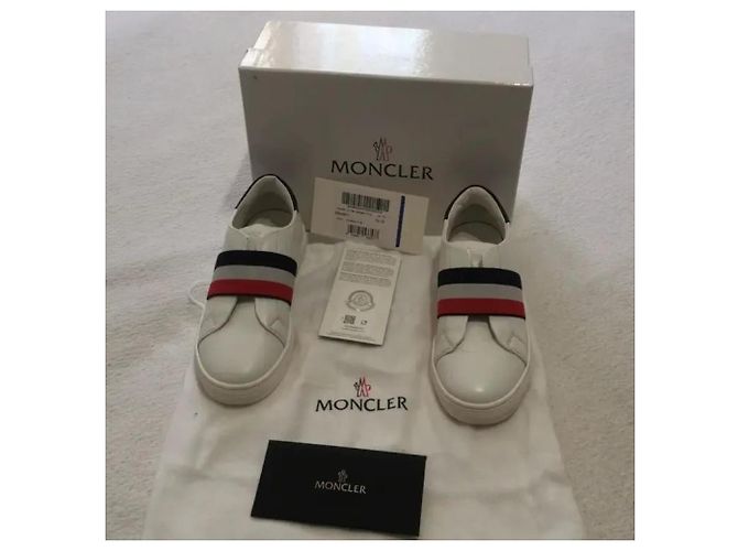 Baskets Moncler enfant en cuir blanc taille 32 - vue 11