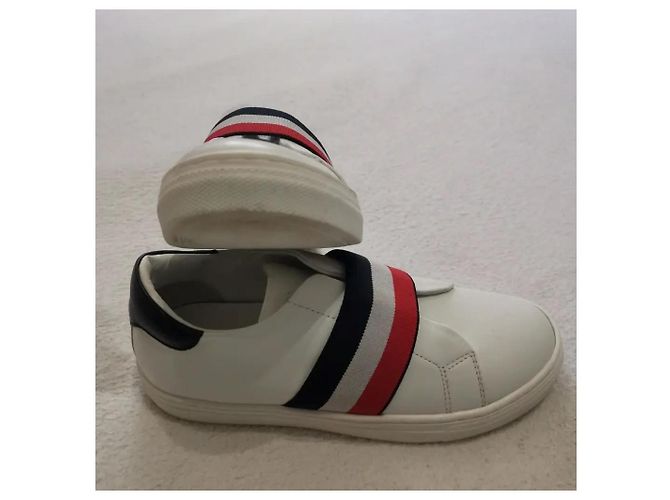 Baskets Moncler enfant en cuir blanc taille 32 - vue 13