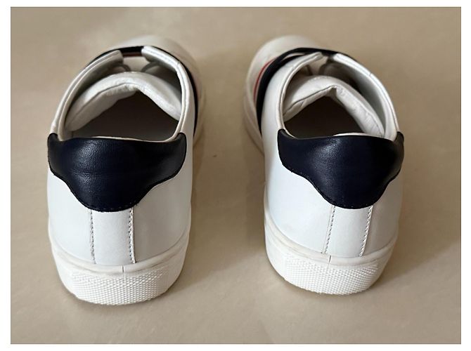 Baskets Moncler enfant en cuir blanc taille 32 - vue 8