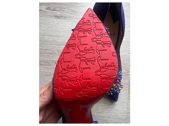 Décolleté Christian Louboutin con Borchie Multicolori Camoscio Viola 39 Multicolore Viola scuro - vista 10