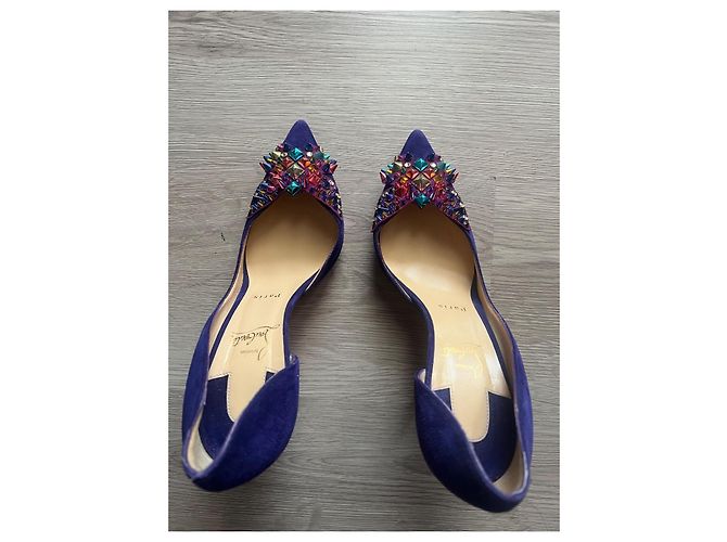 Décolleté Christian Louboutin con Borchie Multicolori Camoscio Viola 39 Multicolore Viola scuro - vista 3