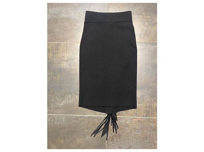 Falda Pinko negra de viscosa con flecos Negro - vista 4