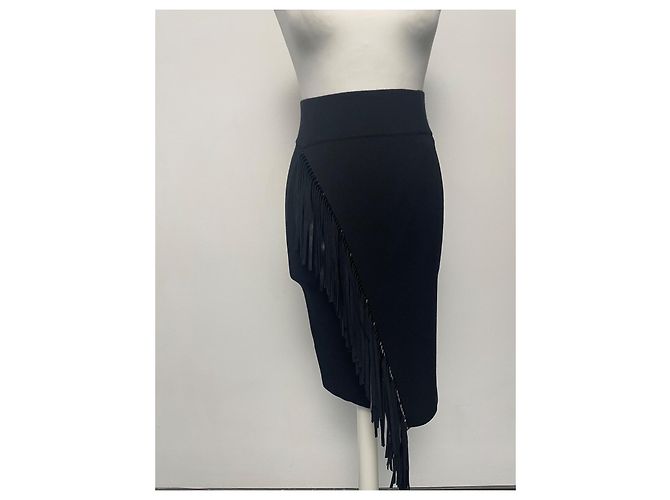 Falda Pinko negra de viscosa con flecos Negro - vista 5