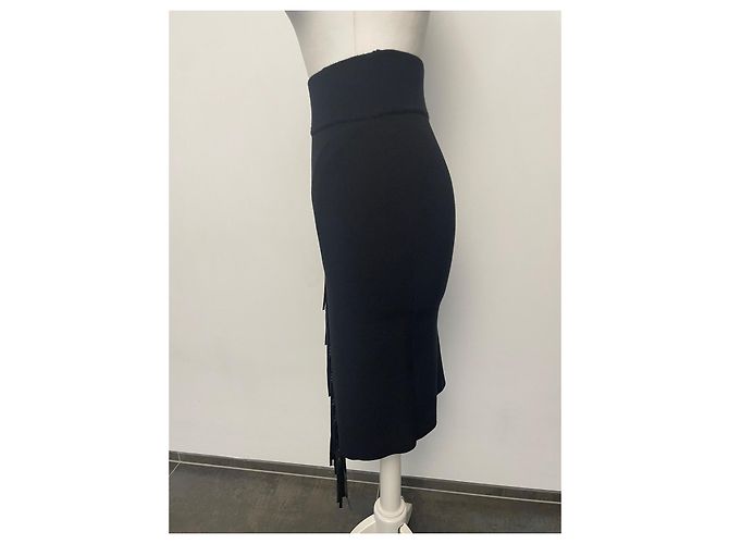 Falda Pinko negra de viscosa con flecos Negro - vista 6