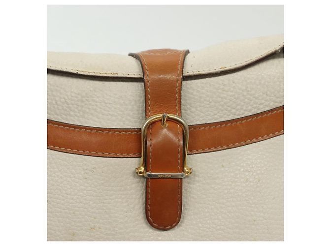 Céline Borsa a Spalla in Pelle Bianca e Argento CELINE Auth bs29347 Bianco - vista 10