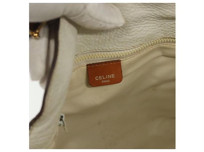 Céline Borsa a Spalla in Pelle Bianca e Argento CELINE Auth bs29347 Bianco - vista 18