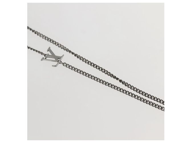 COLLANA LV KEEPALL LOUIS VUITTON metallo Argento M00914 LV Auth 142404M - vista 13