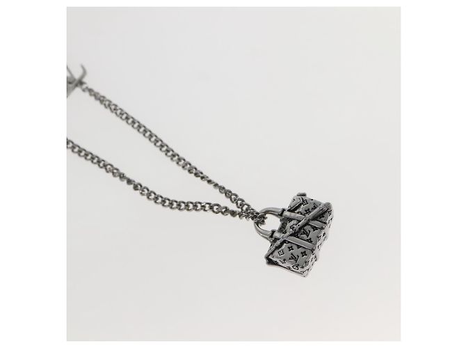 COLLANA LV KEEPALL LOUIS VUITTON metallo Argento M00914 LV Auth 142404M - vista 3