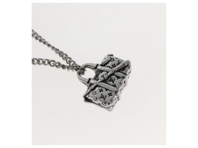 COLLANA LV KEEPALL LOUIS VUITTON metallo Argento M00914 LV Auth 142404M - vista 4