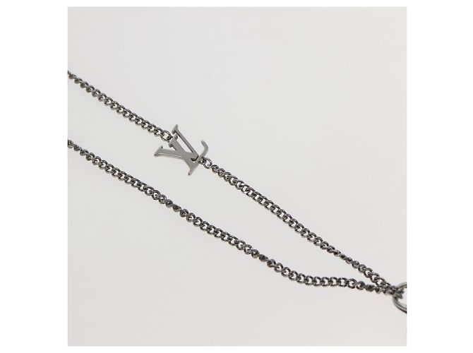 COLLANA LV KEEPALL LOUIS VUITTON metallo Argento M00914 LV Auth 142404M - vista 5