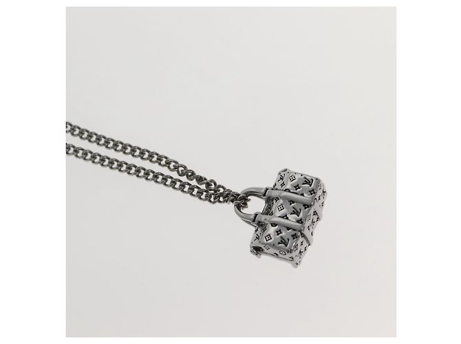 COLLANA LV KEEPALL LOUIS VUITTON metallo Argento M00914 LV Auth 142404M - vista 8