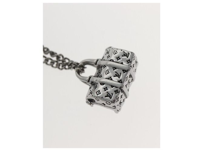 COLLANA LV KEEPALL LOUIS VUITTON metallo Argento M00914 LV Auth 142404M - vista 9