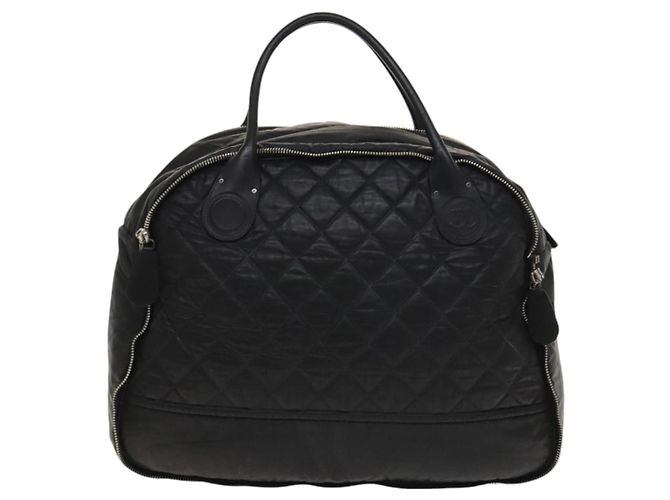 Borsa Boston CHANEL in tela rivestita nera argento CC Auth bs29253 Nero - vista 13