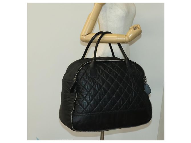 Borsa Boston CHANEL in tela rivestita nera argento CC Auth bs29253 Nero - vista 22
