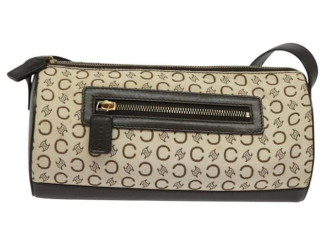 Céline Borsa a Spalla in Tela Macadam C di CELINE Beige Oro Auth 142248 D'oro - vista 13
