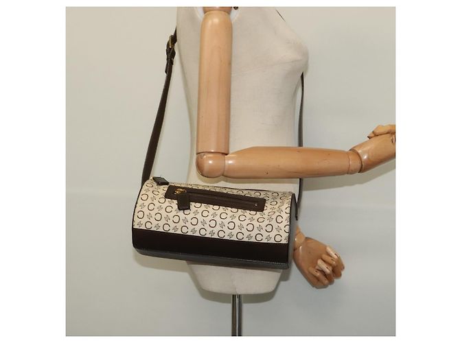 Céline Borsa a Spalla in Tela Macadam C di CELINE Beige Oro Auth 142248 D'oro - vista 20
