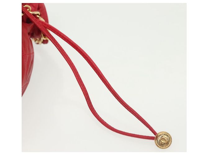 CHANEL Borsa a Spalla Matelassé in Pelle Rossa con Catena Dorata CC Auth 142310 Rosso D'oro - vista 10