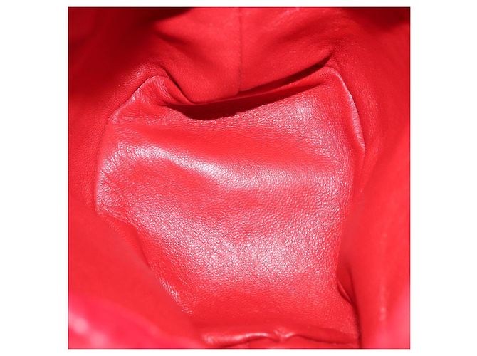 CHANEL Borsa a Spalla Matelassé in Pelle Rossa con Catena Dorata CC Auth 142310 Rosso D'oro - vista 11