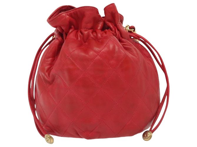 CHANEL Borsa a Spalla Matelassé in Pelle Rossa con Catena Dorata CC Auth 142310 Rosso D'oro - vista 13