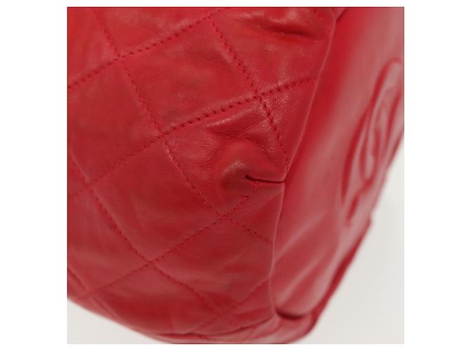 CHANEL Borsa a Spalla Matelassé in Pelle Rossa con Catena Dorata CC Auth 142310 Rosso D'oro - vista 15