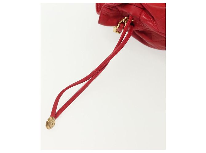 CHANEL Borsa a Spalla Matelassé in Pelle Rossa con Catena Dorata CC Auth 142310 Rosso D'oro - vista 17