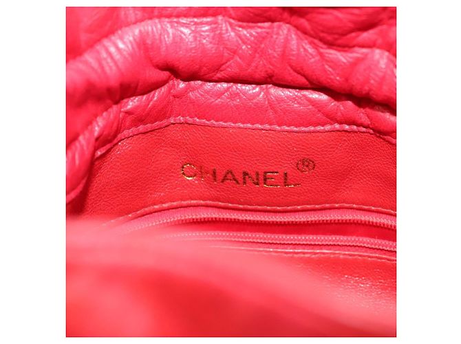 CHANEL Borsa a Spalla Matelassé in Pelle Rossa con Catena Dorata CC Auth 142310 Rosso D'oro - vista 18