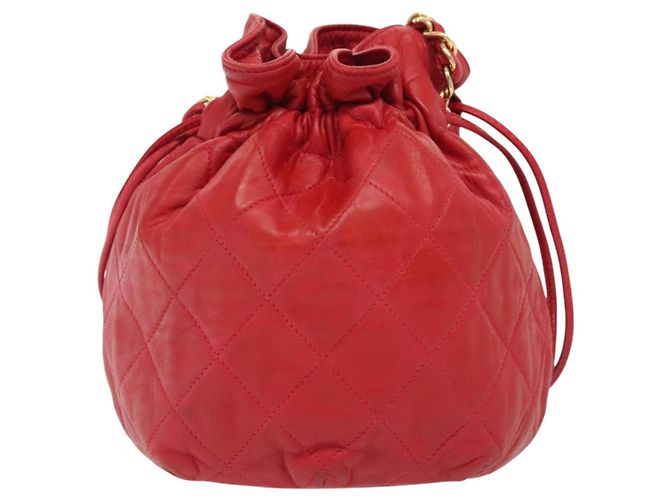 CHANEL Borsa a Spalla Matelassé in Pelle Rossa con Catena Dorata CC Auth 142310 Rosso D'oro - vista 2