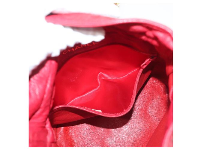 CHANEL Borsa a Spalla Matelassé in Pelle Rossa con Catena Dorata CC Auth 142310 Rosso D'oro - vista 21