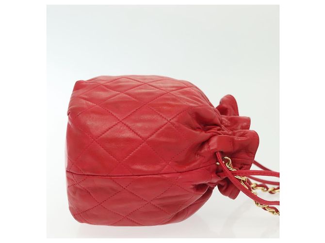 CHANEL Borsa a Spalla Matelassé in Pelle Rossa con Catena Dorata CC Auth 142310 Rosso D'oro - vista 3