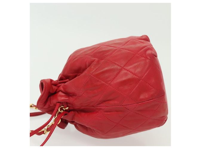 CHANEL Borsa a Spalla Matelassé in Pelle Rossa con Catena Dorata CC Auth 142310 Rosso D'oro - vista 4