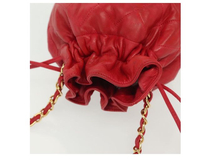 CHANEL Borsa a Spalla Matelassé in Pelle Rossa con Catena Dorata CC Auth 142310 Rosso D'oro - vista 6