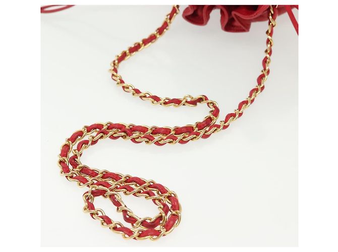 CHANEL Borsa a Spalla Matelassé in Pelle Rossa con Catena Dorata CC Auth 142310 Rosso D'oro - vista 7